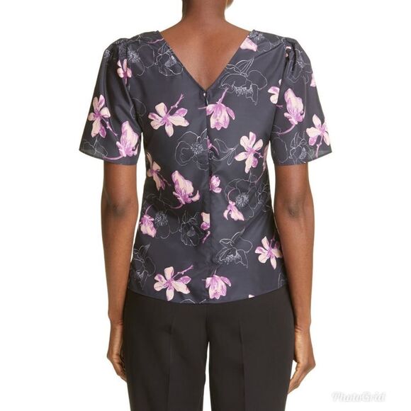Revolve Club Monaco Ruched Front Woven Floral Print Top - Picture 5 of 11